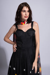 Traf**cked - Liquorice Black & Multicolour Embroidered Anarkali
